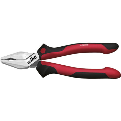 Wiha Alicates universales Industrial con DynamicJoint® y OptiGrip con filo de corte extralargo 180 mm, 7" (30826)