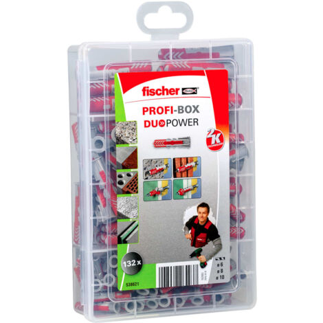 Caja FISCHER 132 tacos "DuoPower" 6x30mm, 8x40mm y 10x50mm