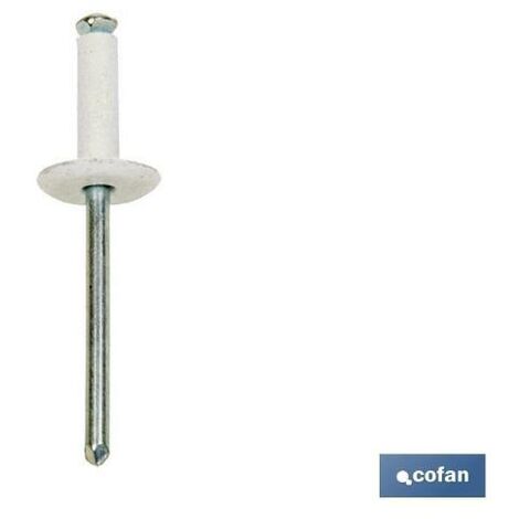 PLIMPO remache flor cabeza ancha 4,8x21mm blanco caja 250 unid.