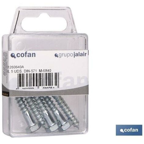 COFAN blíster de 4 uds. din-571  m-8x50 venta unitaria , Tirafondo DIN 571 Blíster Estándar