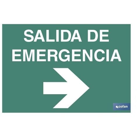 Cartel de salida de emergencia a la derecha. Señal luminiscente de 32 x 16  cm