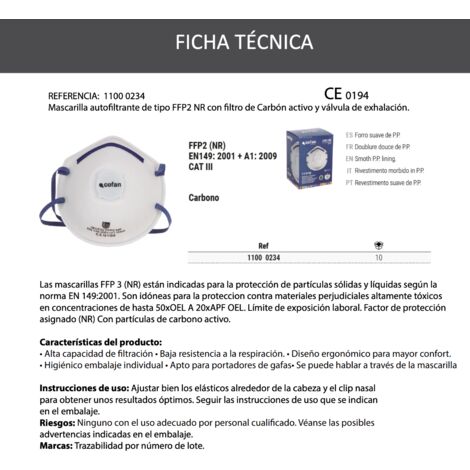 COFAN Mascarilla Protec C valvula Ce Ffp2 Nr Caja 10 Unid cofan-mascarilla-protec-c-valvula-ce-ffp2-nr-caja-10-unid