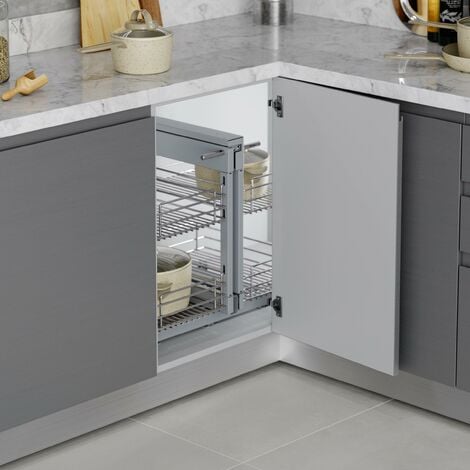 EMUCA sistema de rincón extraíble para mueble de cocina suprastar, acero,  cromado