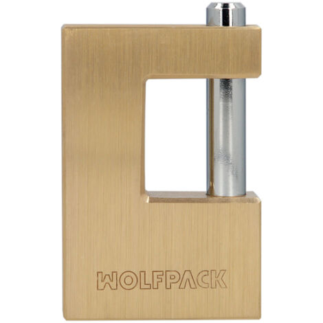 WOLFPACK LINEA PROFESIONAL 03100175 Candado Cuadrado Latón Persiana Ancho 70 mm. Alta Seguridad, Antirrobo Puertas, Contenedores, Trasteros, 2 Llaves, Multicolor