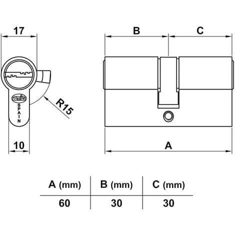 Abus EC550 - Bombín cilíndrico de doble embrague (50 x 55 mm, incluye 6  llaves)