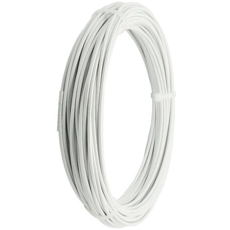 WURKO alambre forrado blanco n16 25mt rollo , Alambre recubierto en color blanco, ideal para tareas como la instalación de tendederos, gracias a su gran resistencia y facilidad de
