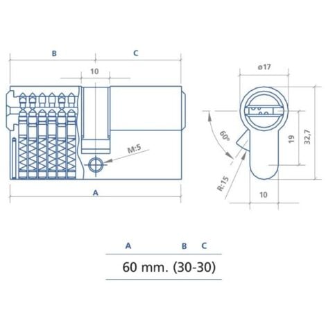 ezcurra cilindro seguridad laton ds-15 30x30 r-15 antibumping 10
