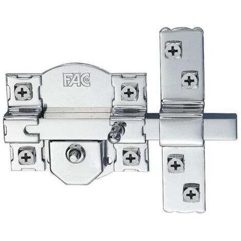 FAC cerrojo 300-r-80 b/70 niquel , Cerrojo 300R de 80mm niqueladoBombillo de 70mm tipo peraCon barra de acero calibrado de 14mmPlaca de acero de 2mmApertura interio