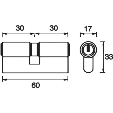 CILINDRO SEGURIDAD BOMBIN 30 X 30 MM. PUNTOS LEVA 13.5 MM. LATON FAC