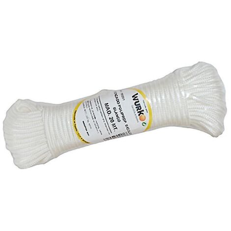 CUERDA TRENZADA POLIPROPILENO BLANCA 20MT BOBINA