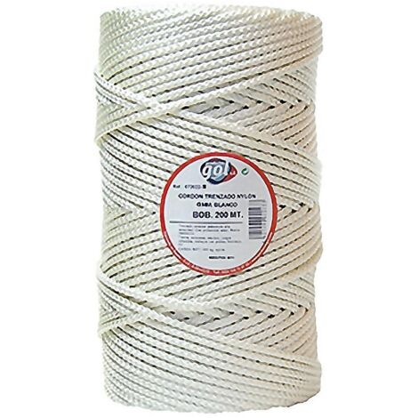 WURKO cuerda trenzada nylon 6 mm blanca 200mt rollo , Cuerda trenzada de nylon granete de 6mmFabricada en máquina de 16 cabos de 5000 den cada caboPeso 18,9 gr/mtTenaci (1/2)
