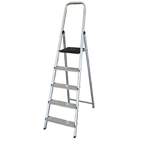 WURKO escalera aluminio 5 peldaños hogar en131 , Escalera doméstica de 5 peldaños Wurko Diseñada para ofrecer estabilidad y seguridad en trabajos de altura Fabricada con pe