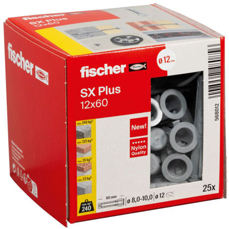 Tapón de nylon con collar SX12 FISCHER - Caja de 25 - 70012