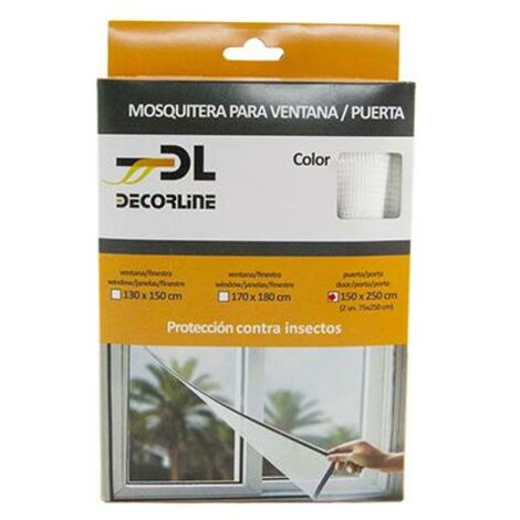 EPID mosquitera velcro blanca 150x250cm , Mosquitera para ventana o puerta DecorlineTamaño 150x250mm (2 unidades de 75 x 250 mm)Con velcroColor blanco.