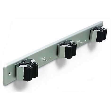 BRINOX CUELGA ESCOBAS TRIPLE CON RODILLO + 2 COLGADORES =7066