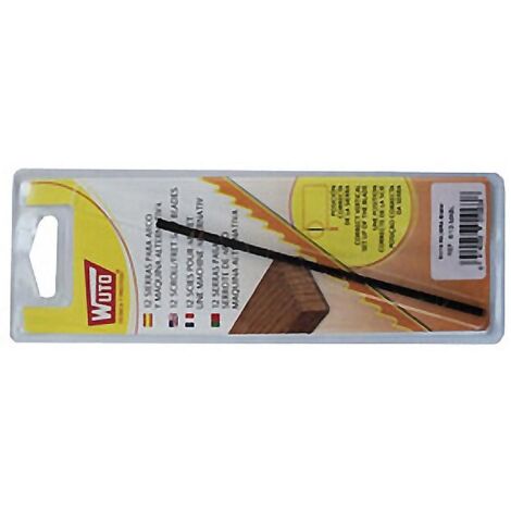 WUTO sierras marqueteria 5/13 mabl blister 12 , Hoja de sierra marquetería 5/13 MABL Tamaño: 130 mm Blíster de 12 unidadesIndicado para corte de todo tipo de maderas.