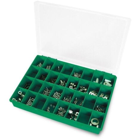 TAYG estuche 13-32 usos diversos , Estuche multiusos con compartimentos modelo 13 32 Medidas 330x247x54mm Fabricado en polipropileno Color verde con tapa transparente