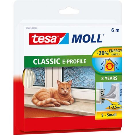 TESA burlete caucho 6x9 marron 5463 , Burlete de caucho adhesivo tesamoll® 05463 121. Perfil E fácil de aplicar en ventanas y puertas, especialmente útil para los desajustes más gr