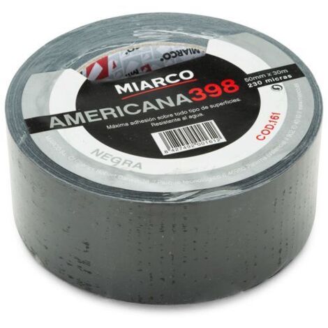 MIARCO cinta americana negra 398 50mm rollo 30m , Cinta americana 398, para uso profesional y bricolajeRollo de 30metrosAncho de la cinta 50mmEspesor 0,23mmColor ne (1/2)