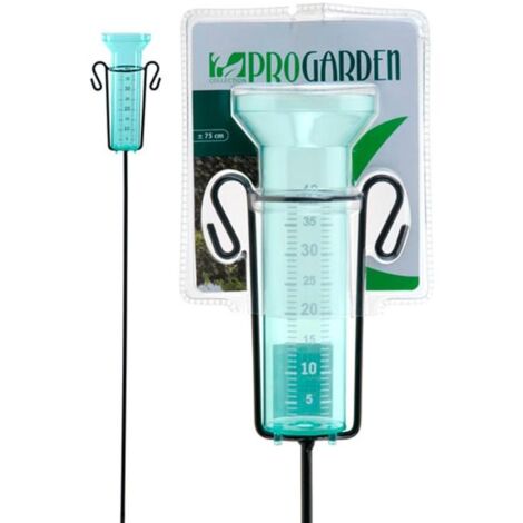 PROGARDEN pluviometro con soporte 75 cm blister , Pluviómetro con soporteSoporte metálico y pluviómetro de plásticoAdaptado para exteriorPara clavar en tierraCapaci