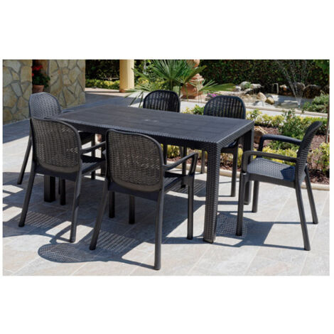 MESA RESINA RATAN ELEGANCE NEGRO