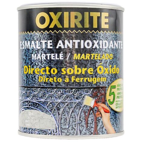 OXIRITE esmalte antioxidante metal martele 750 gris lata , Oxirite Esmalte Metal Martelé es un esmalte antioxidante de aplicación directa sobre las superficies de hierro o acero, y