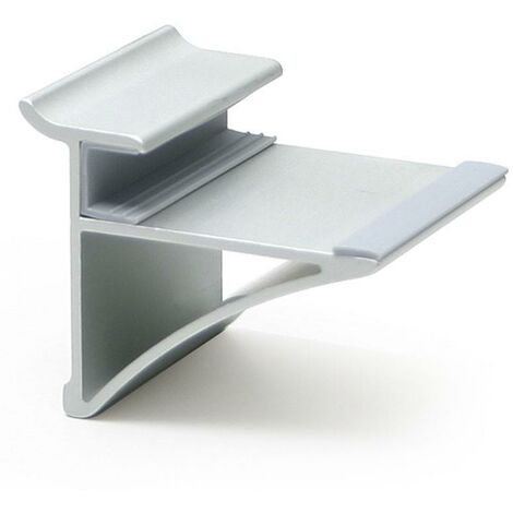 soporte estante cristal sp10 l50 plata mate con pestaña superior de sujeccion.