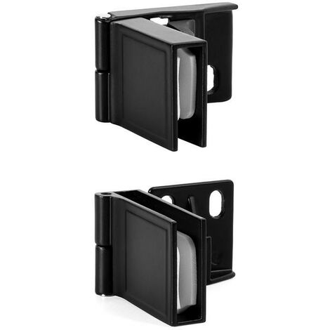 HERRAJES ALK bisagra puerta de cristal interior negro , La bisagra para puerta de cristal interior en acabado negro sirve para montajes sin perforar el vidrio. Está fabricada