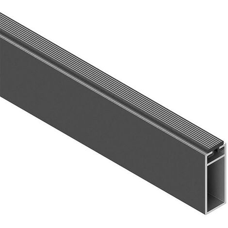tubo rectangular de armario. medidas 30x12 mm y largo 3m. modelo stor. aluminio y grafito con goma superior anti-ruido