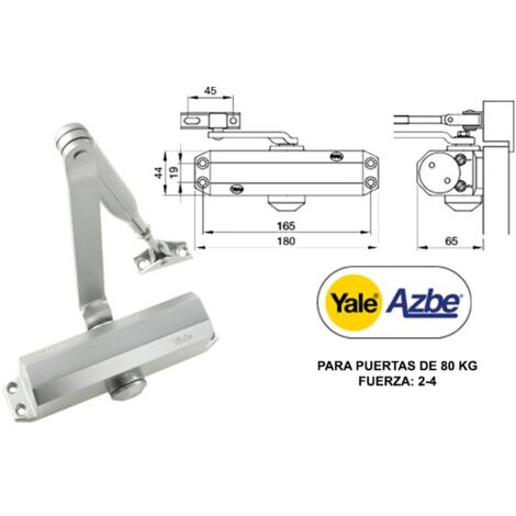 yale azbe cierrapuerta 3500 fuerza 2-4 plata s-reten 3500-000160