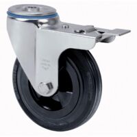 rueda giratora agujero m12 freno 20zvfd100-psn poliamix-goma negra eje liso