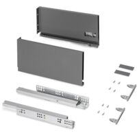 emuca cajón exterior protone 30kg con guías de extracción total y cierre suave, altura 178mm, profundidad 350mm, acero, gris antracita