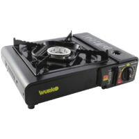 WURKO cocina hornillo gas cartucho negra , Cocina cartucho gas negraEncendido piezo eléctrico, funciona con cartuchos de gas butano con sistema de acoplamientoCartucho de g