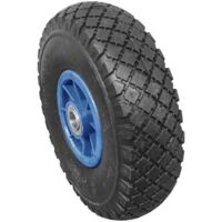 WURKO rueda carro almacen neumatica ll/pvc , Rueda de carro de almacén neumática. - Cojinete metálico con rodamientos., eje de 20mm Llanta de PVC - Color eje central azul y rue