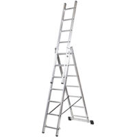 KORMAX escalera aluminio industrial triple 12 p. , Escalera de aluminio industrial doble 312A12 peldaños x 3 tramosAltura extendida 7,88 mtAltura en tijera 3,20 mAl