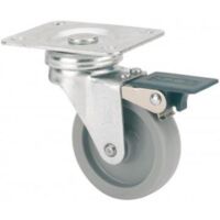 RUEDAS ALEX rueda giratora placa freno 602-040-3 poliamix gris eje liso