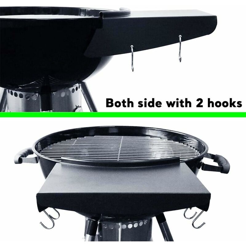 GFTIME Table De Barbecue En Acier Inoxydable Pour Weber 47/57cm - Support Couvercle, Étagère Et Poubelle Intégrée