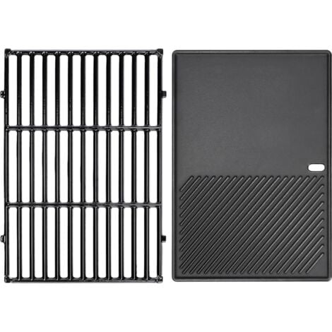GFTIME 7638 44,5 cm Set de Grille de Cuisson et Plaque de Cuisson en fonte pour Weber Spirit 300 E/S/SP 310 320 330, pièces de rechange pour Weber Spirit 300 Series grille de barbecue, Lot de 2