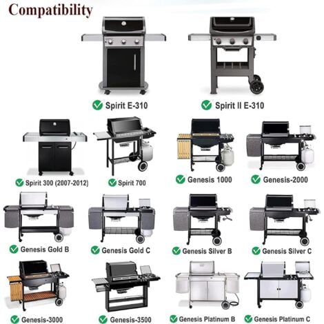 GFTIME 7638 44,5 cm Set de Grille de Cuisson et Plaque de Cuisson en fonte pour Weber Spirit 300 E/S/SP 310 320 330, pièces de rechange pour Weber Spirit 300 Series grille de barbecue, Lot de 2