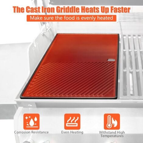 GFTIME 7638 44,5 cm Set de Grille de Cuisson et Plaque de Cuisson en fonte pour Weber Spirit 300 E/S/SP 310 320 330, pièces de rechange pour Weber Spirit 300 Series grille de barbecue, Lot de 2