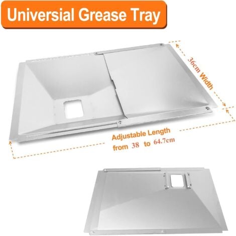 GFTIME 38-65 cm Universel Réglable Bac à graisse en acier inoxydable avec bac de récupération, pièce détachée pour barbecue à gaz 2/3/4 brûleurs de Charbroil, Dyna Glo, Nexgrill, Kenmore, Uniflame