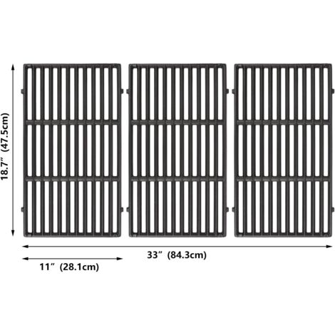 GFTIME 47,5 x 85 cm Grilles de cuisson en fonte pour Weber Genesis II 400 Series, Genesis II LX 400, Genesis ll/LX E/S-410 415 435 440 (2017 et plus), pièce détachée pour Weber 66089 66097, Lot de 3