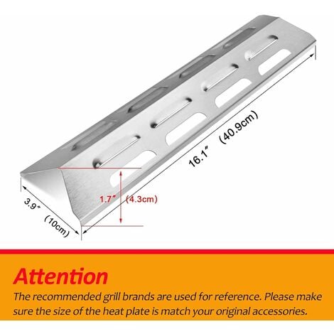 GFTIME 41 cm Universal Diffuseur de chaleur en acier inoxydable pour Blooma Kansas 4, Tepro Richfield, Napoleons Rogue 2, Ultra Chef, Kenmore, Uniflame, pièce détachée couvercle de brûleur, Lot de 4