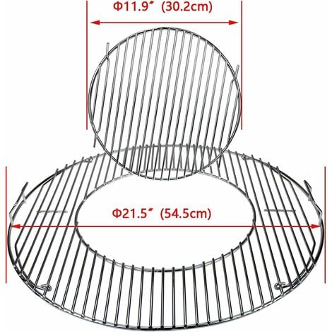 GFTIME Ø 54,5cm Barbecue Grille de Cuisson 8835 pour Grils à Charbon Weber 57CM One-Touch, Master-Touch, Grilles de Cuisson à Charnière remplacement pour Gourmet BBQ System, Wok et Grille à Brûler