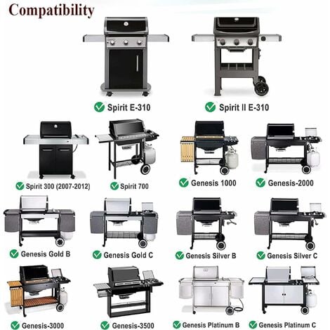 GFTIME 7638 44,5cm Grilles de Cuisson en fonte pour Weber Spirit 300 Series Spirit E310 E320, Spirit I & II E/S/SP 310 320 330, Spirit 700, Weber 900, Grilles pièce détachée pour Weber 7639, Lot de 2