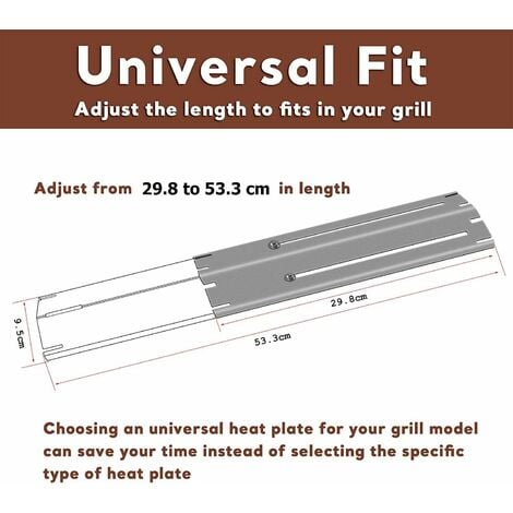 GFTIME 30-53 cm Diffuseur de chaleur universel pour Charbroil, Landmann, Enders, Taino, Barbecook, Proficook, Brinkmann, pièces de rechange du distributeur de flamme en acier porcelainé lot de 3