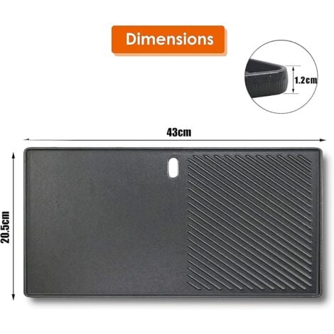GFTIME 43 x 21 cm Plaque de cuisson en fonte pour Charbroil, Enders Boston 3, Enders Monroe 3 Pro, Landmann Triton 3&4, Profi Cook PC-GG 1058/1059, Barbecook Siesta 310, Broil King, 1 Pièce