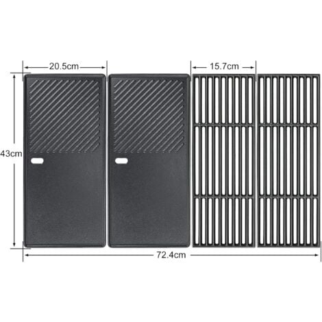 GFTIME 43cm Grille de cuisson et Plaque de cuisson pièce détachée pour Charbroil, Enders Boston Black 4 IK Turbo, Enders Monroe PRO 4 (Pas POUR Monroe 3/4), Master Chef Prime 4, Santos S-418, Lot de 4