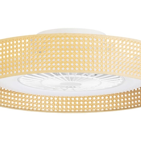 Forlight Bea Ventilador de techo con luz LED. Silencioso. 6 velocidades. Regulador Intensidad y Temperatura de Color. Mimbre.
