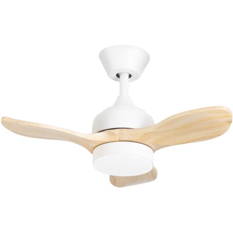 Ventilateur Calar avec sélecteur de température blanc et pales en bois Ø 750 mm (1/5)
